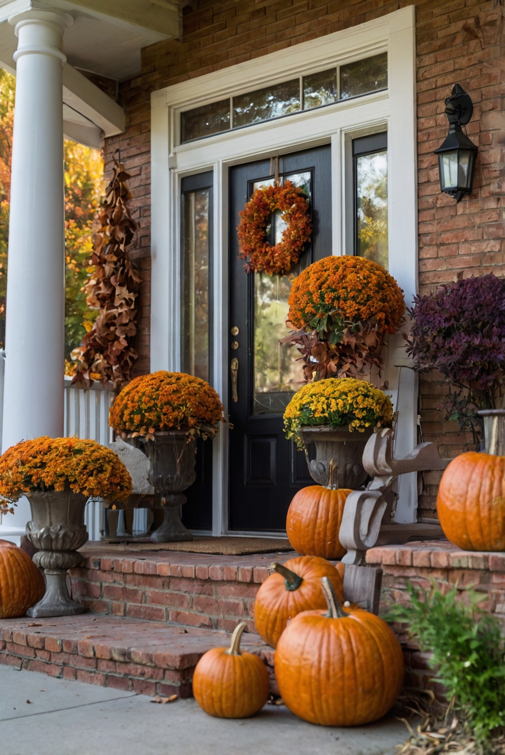 Fall porch decor ideas, Autumn front porch decorations, Outdoor autumn decor, Seasonal porch decor, Festive fall porch displays