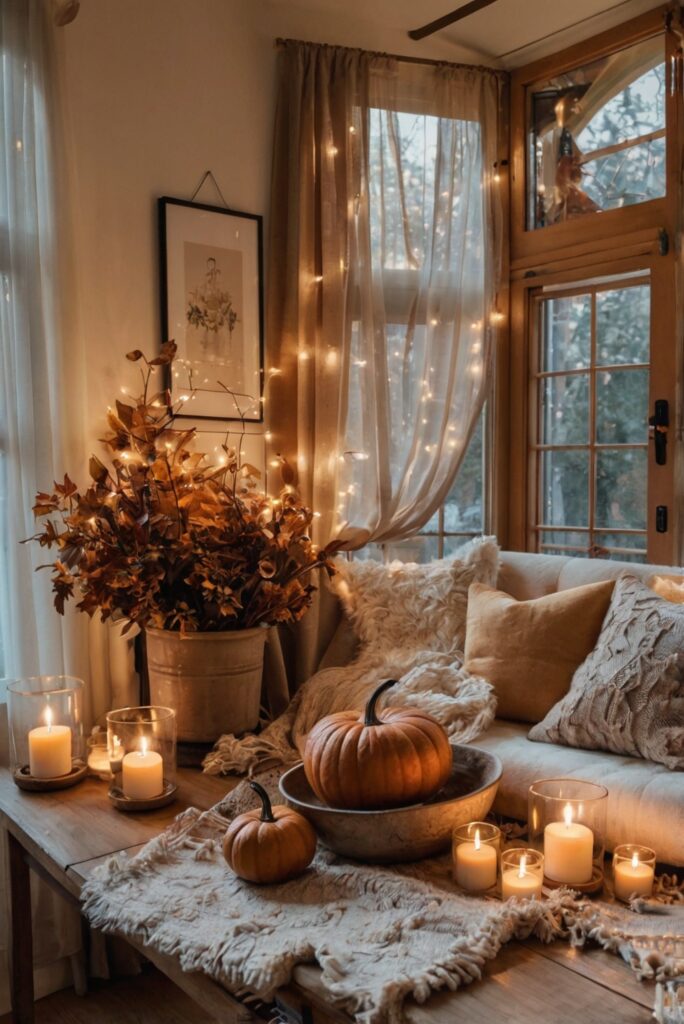 Fall room decor, Aesthetic room decor, Cozy space, Interior design, Home decoration