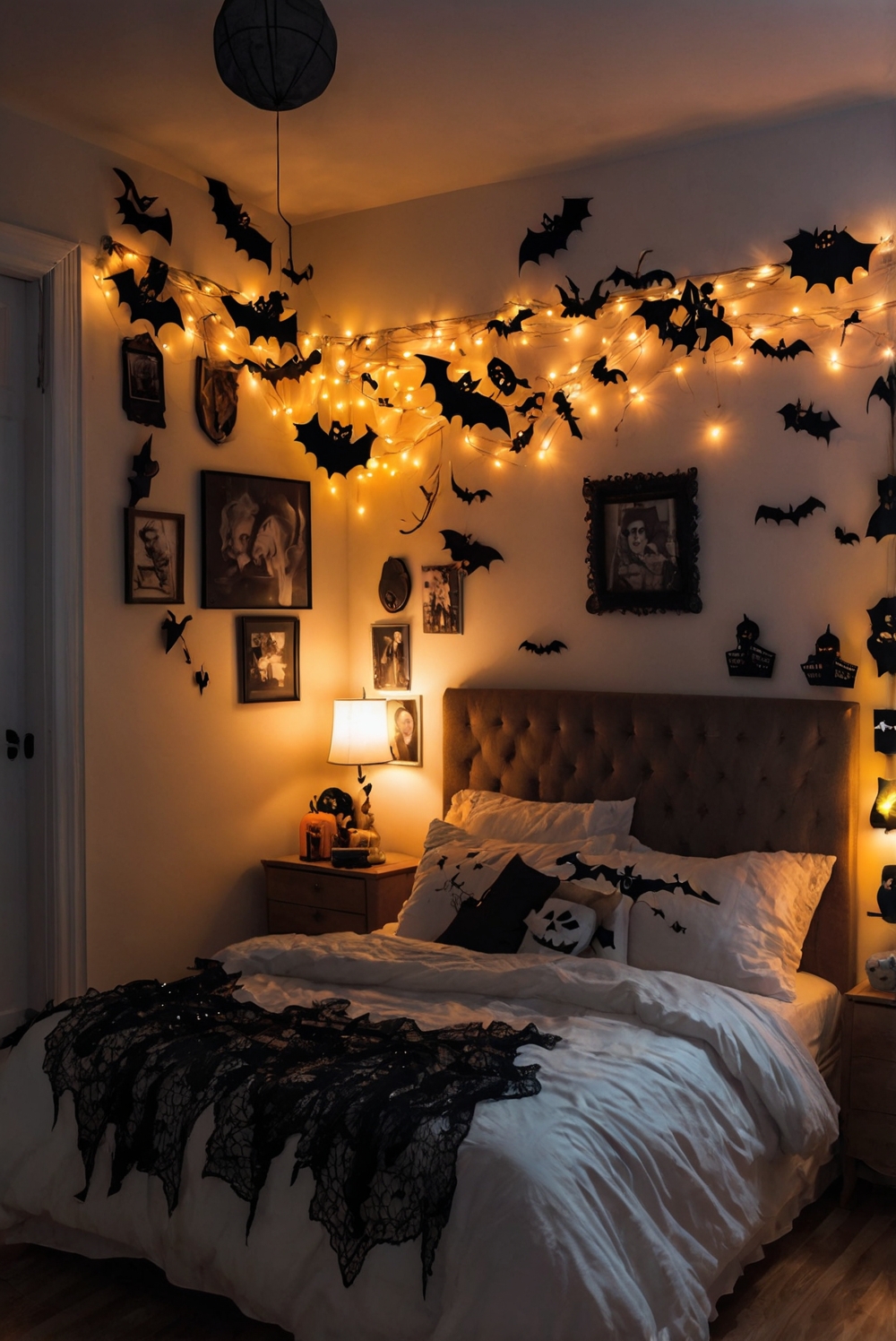 halloween home decor,halloween bedroom ideas,spooky bedroom decor,scary bedroom decorations,haunted house bedroom