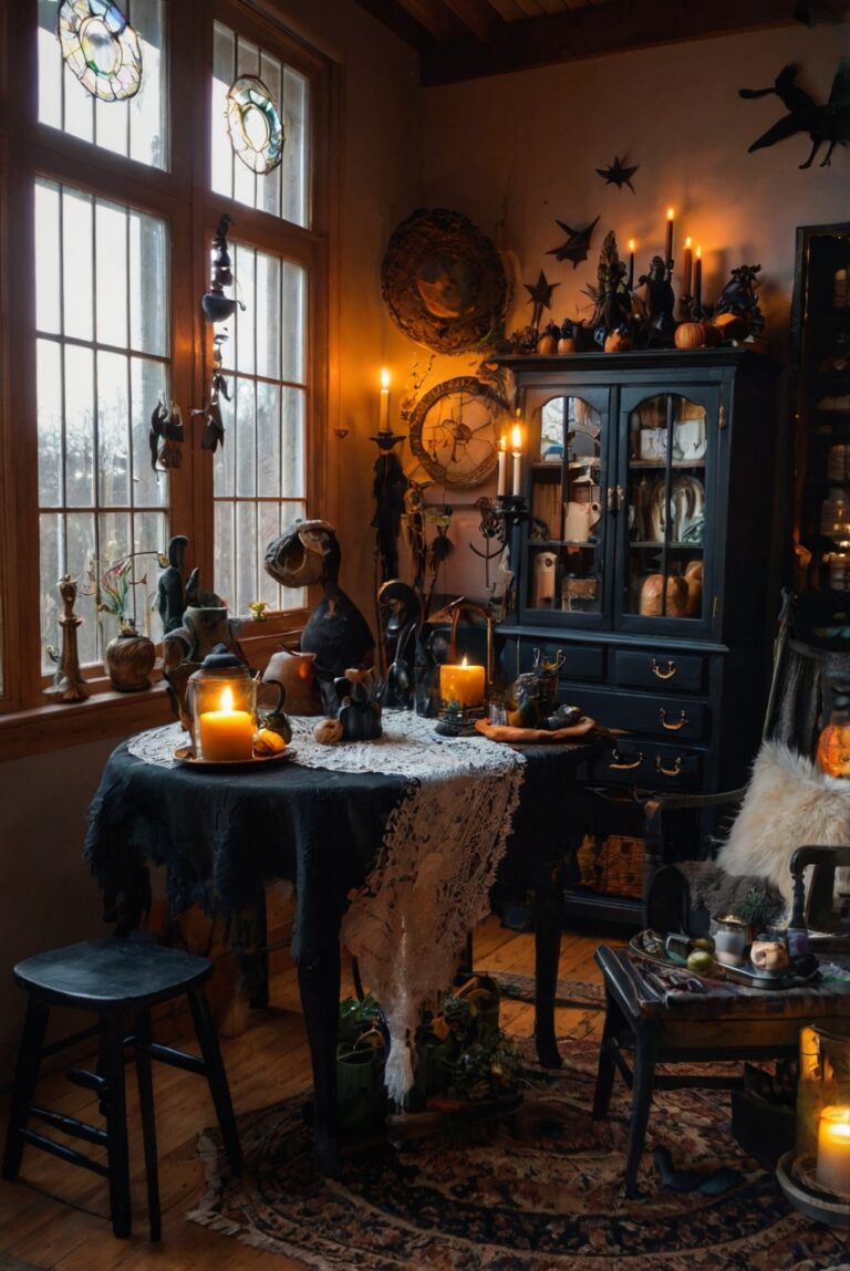 witchy decor, supernatural room, mystical interior, enchanting space, occult design