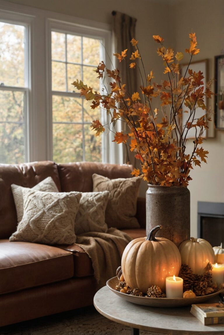 fall decor ideas, home decor, autumn decorations, living room design, cozy home styling