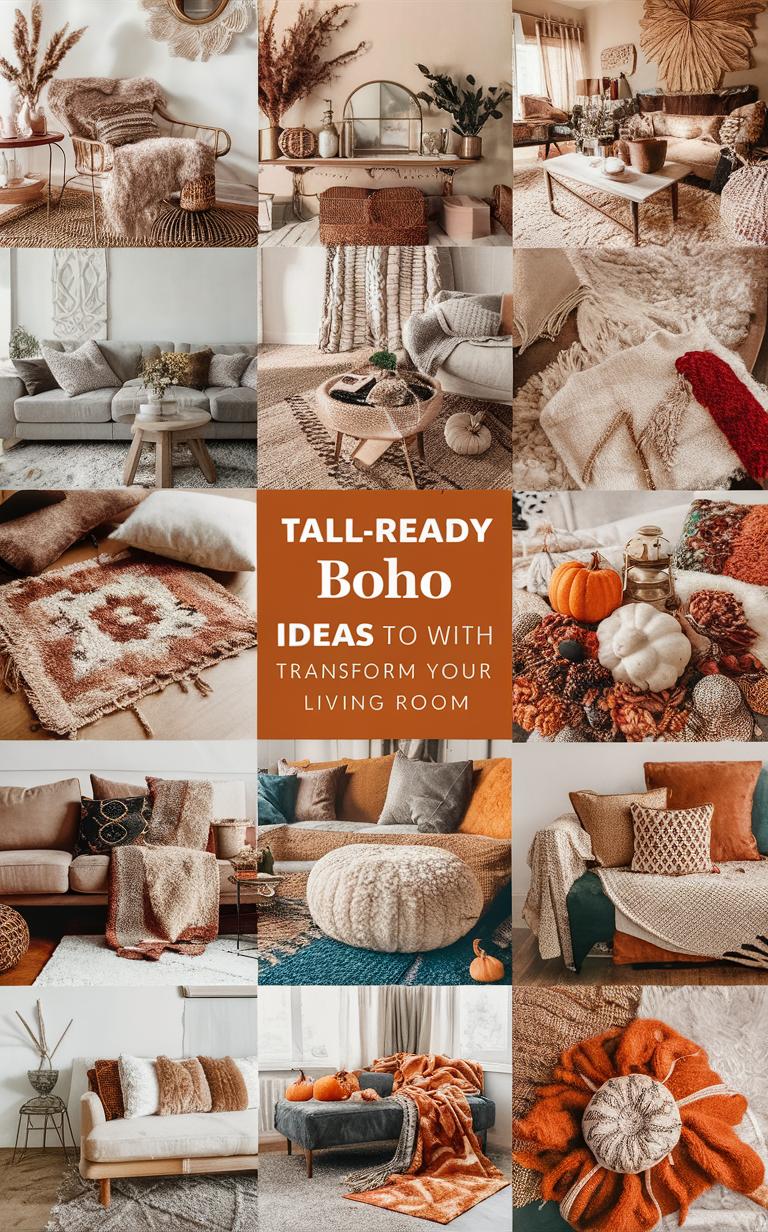 boho decor ideas, boho chic living room, autumn boho decorations, cozy bohemian living room, eclectic boho design