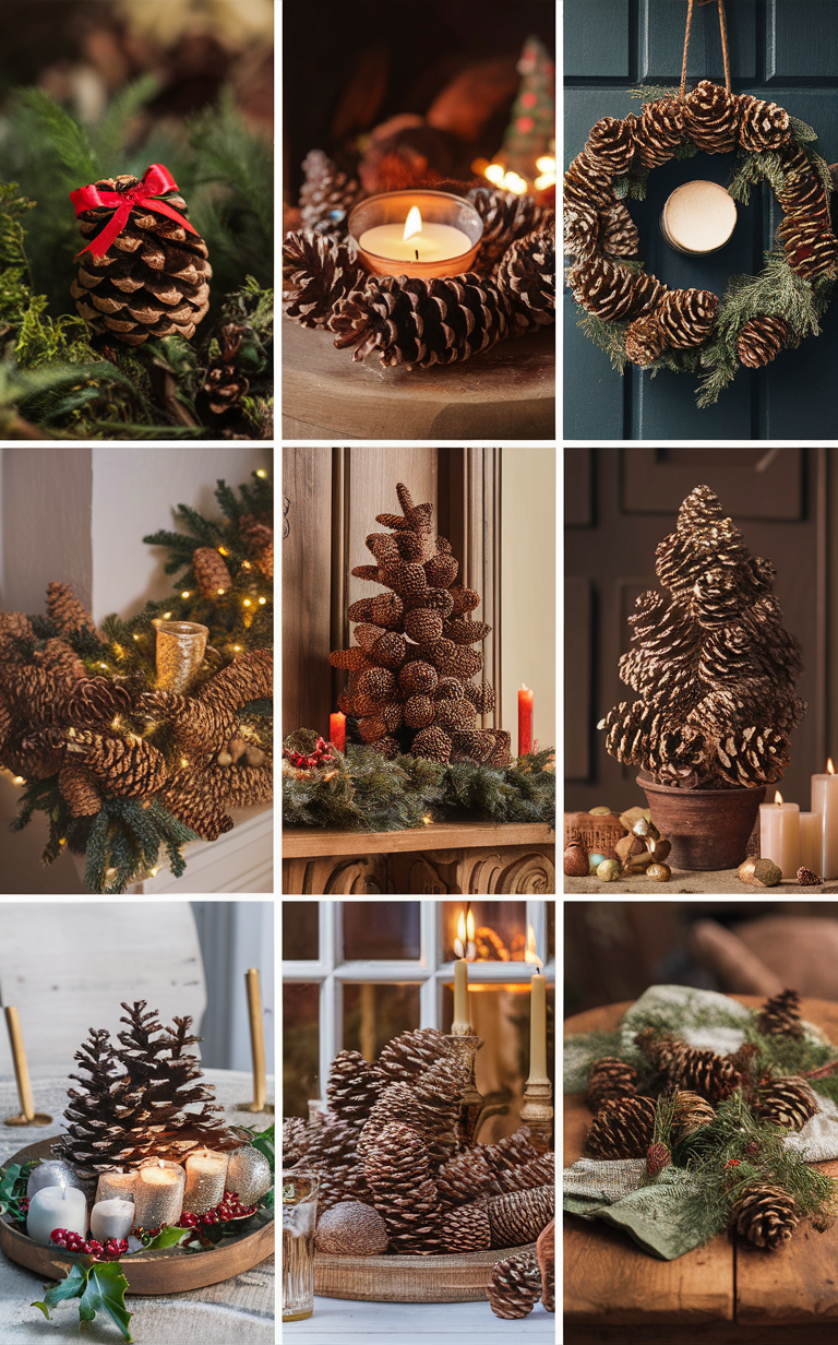 Pinecone wreath, Pinecone ornament, Pinecone garland, Pinecone centerpiece, Pinecone candle holder