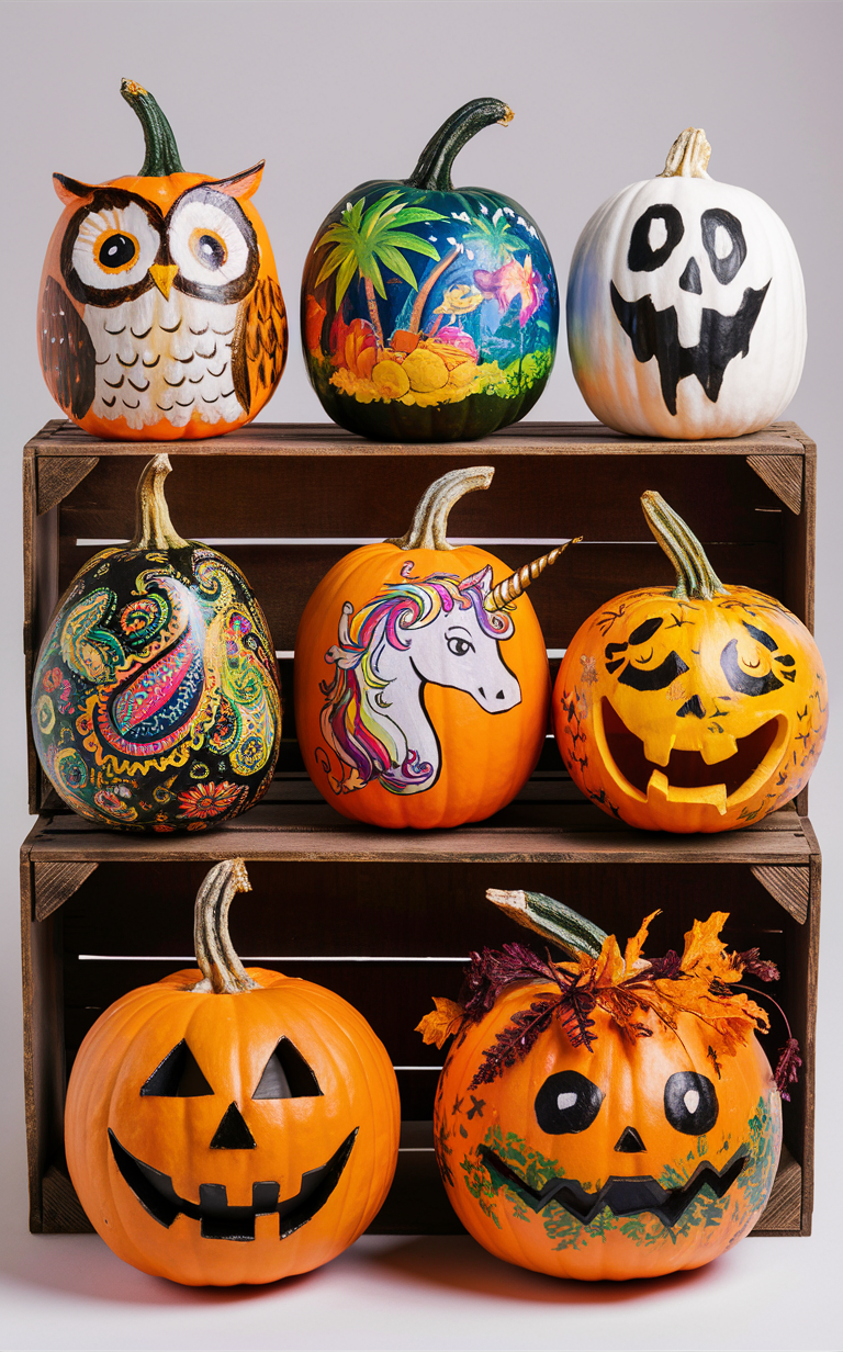 pumpkin painting, fall crafts, Halloween decor, autumn decorations, DIY pumpkins