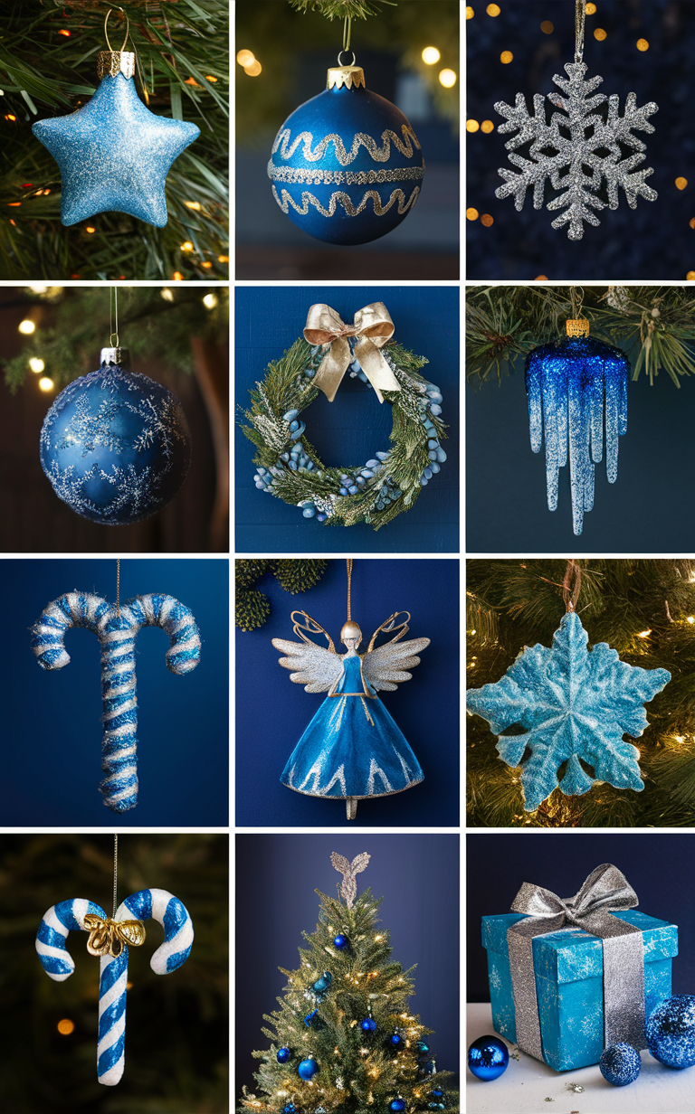 Blue Christmas ornaments, Christmas ornaments ideas, Christmas decor, Christmas decorations, Christmas tree ornaments