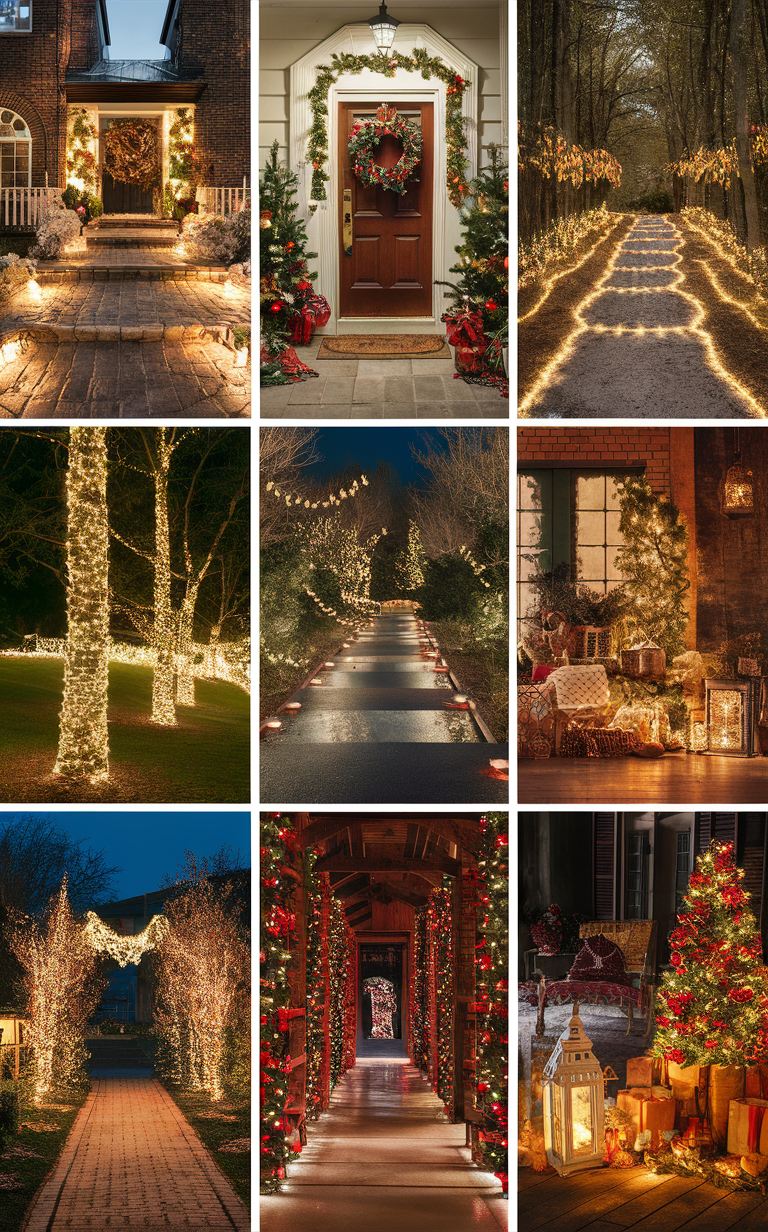 Christmas pathway lighting, outdoor Christmas lighting, Christmas lights for driveway, festive outdoor lighting, holiday path lights