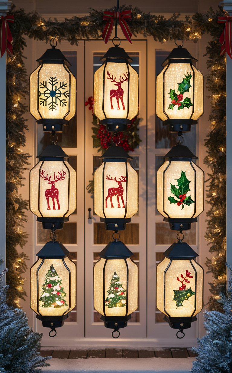 Christmas lanterns, outdoor lanterns, decorative lanterns, holiday lighting, porch lanterns