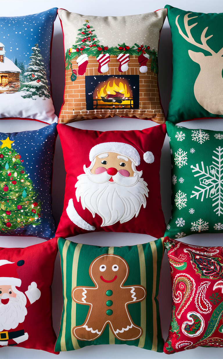 trendy Christmas pillows, holiday throw pillows, festive cushion covers, decorative holiday cushions, stylish Christmas pillowcases