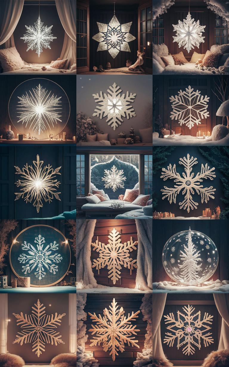 Snowflake decorations, Winter wonderland decor, Cozy holiday home, Festive snowflake accents, Seasonal interior design