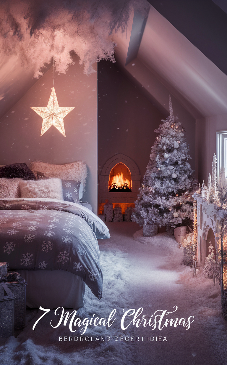 Christmas bedroom decor , Holiday bedroom design , Festive bedroom decorations , Seasonal room makeover , Winter holiday bedroom ideas